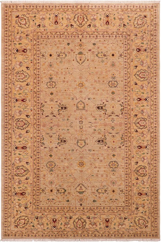 handmade Traditional Kafkaz Gray Gold Hand Knotted RECTANGLE 100% WOOL area rug 6 x 9