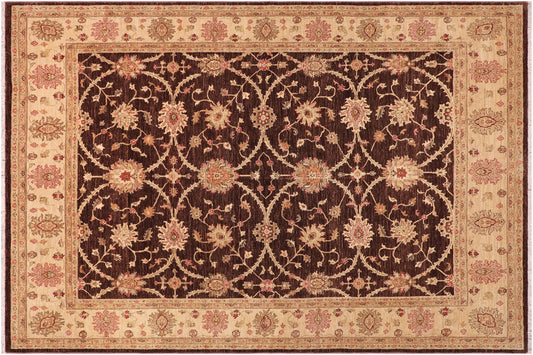 handmade Transitional Kafkaz Brown Beige Hand Knotted RECTANGLE 100% WOOL area rug 8' x 9'