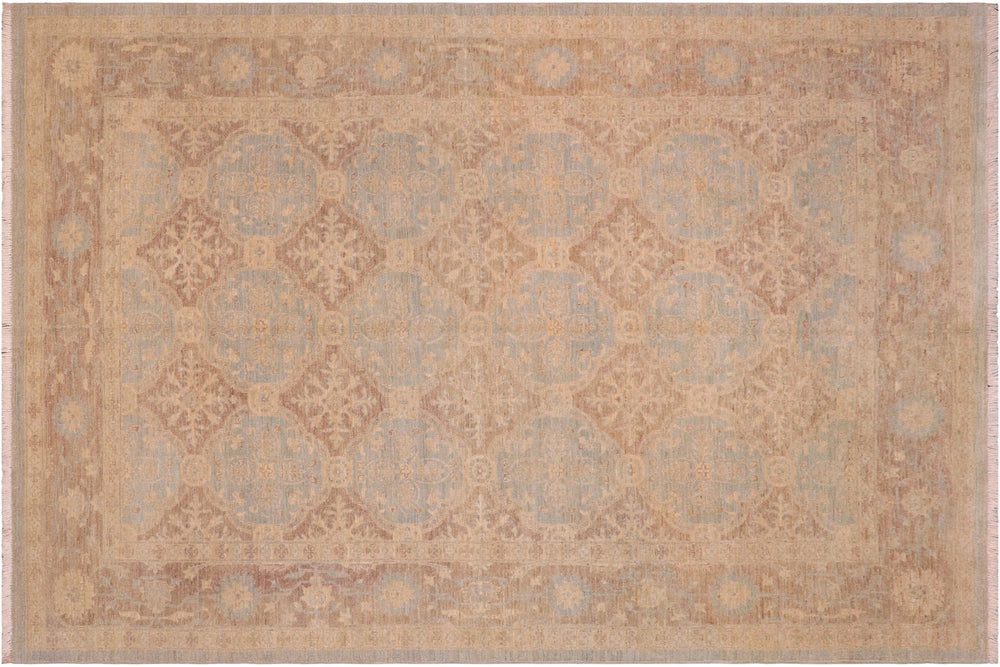 handmade Transitional Kafkaz Lt. Blue Brown Hand Knotted RECTANGLE 100% WOOL area rug 6' x 9'