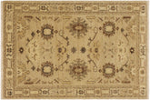 handmade Geometric Kafkaz Tan Lt. Brown Hand Knotted RECTANGLE 100% WOOL area rug 4' x 6'