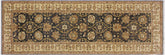 handmade Transitional Kafkaz Charcoal Ivory Hand Knotted RUNNER 100% WOOL area rug 3' x 9'