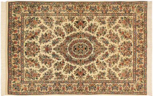 handmade Traditional Sarook Beige Pink Hand Knotted RECTANGLE 100% WOOL area rug 4x6