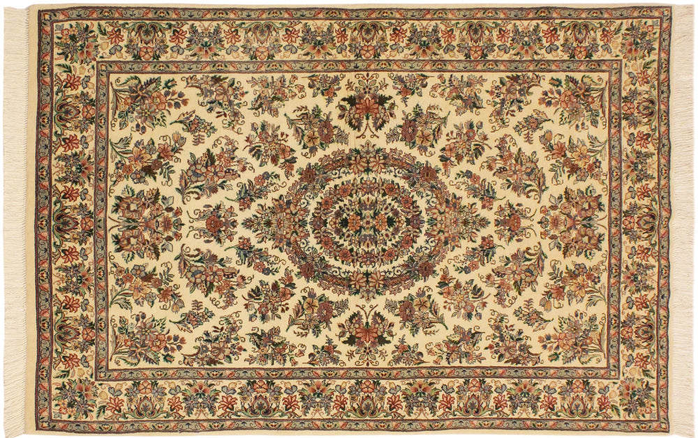 handmade Traditional Sarook Beige Pink Hand Knotted RECTANGLE 100% WOOL area rug 4x6