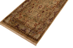 handmade Transitional Kafkaz Tan Gray Hand Knotted RUNNER 100% WOOL area rug 3' x 6'