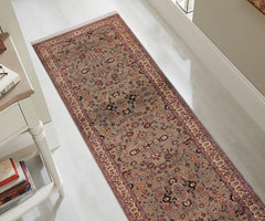 handmade Traditional Abasi Afsha Green Beige Hand Knotted RUNNER 100% WOOL area rug 3' x 13'