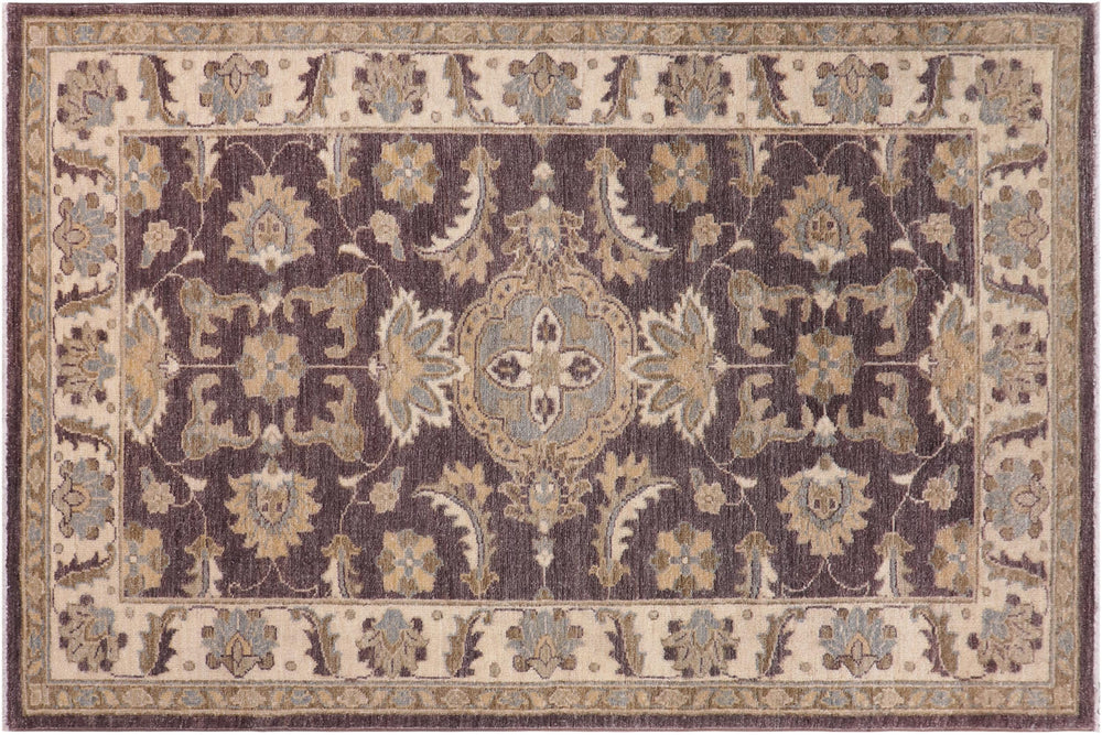 handmade Traditional Kafkaz Brown Ivory Hand Knotted RECTANGLE 100% WOOL area rug 3x5