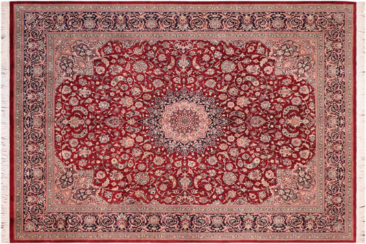 handmade Traditional Isphan Red Blue Hand Knotted RECTANGLE 100% WOOL area rug 8x10