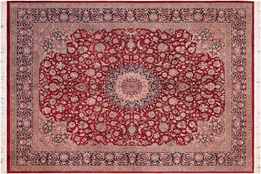 handmade Traditional Isphan Red Blue Hand Knotted RECTANGLE 100% WOOL area rug 8x10