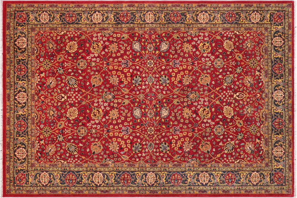 handmade Traditional Design Red Blue Hand Knotted RECTANGLE 100% WOOL area rug 6' x 9'