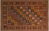 handmade Geometric Soumakh Rust Brown Hand-Woven RECTANGLE 100% WOOL area rug 5 x 6