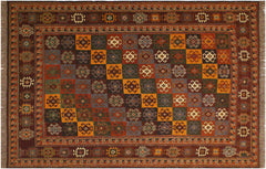 handmade Geometric Soumakh Rust Brown Hand-Woven RECTANGLE 100% WOOL area rug 5 x 6