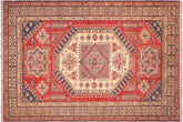handmade Geometric Super Kazak Rust Tan Hand Knotted RECTANGLE 100% WOOL area rug 7' x 9'