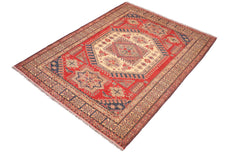 handmade Geometric Super Kazak Rust Tan Hand Knotted RECTANGLE 100% WOOL area rug 7' x 9'