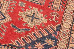 handmade Geometric Super Kazak Rust Tan Hand Knotted RECTANGLE 100% WOOL area rug 7' x 9'