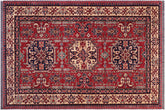 handmade Geometric Super Kazak Red Tan Hand Knotted RECTANGLE 100% WOOL area rug 4' x 6'