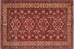 handmade Geometric Super Kazak Red Beige Hand Knotted RECTANGLE 100% WOOL area rug 8' x 11'