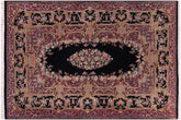 handmade Traditional Abusson Black Black Hand Knotted RECTANGLE 100% WOOL area rug 3x5