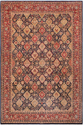 Traditional Kirman Marshall Blue Red Hand Knotted Area rugs 9 x 12