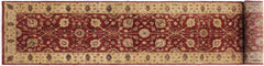 handmade Transitional Kirman Red Gold Hand Knotted RUNNER 100% WOOL area rug 3' x 12'