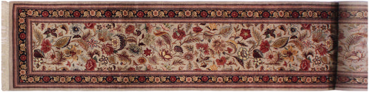 handmade Transitional Gulberg Taupe Black Hand Knotted RUNNER 100% WOOL area rug 3' x 16'