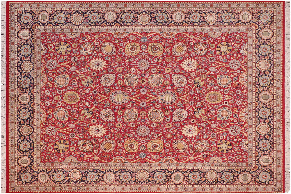 handmade Transitional Red Blue Hand Knotted RECTANGLE 100% WOOL area rug 8x10