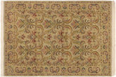 handmade Transitional Taupe Green Hand Knotted RECTANGLE 100% WOOL area rug 4x6