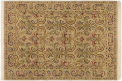 handmade Transitional Taupe Green Hand Knotted RECTANGLE 100% WOOL area rug 4x6