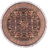 handmade Traditional Rasmi Romal Black Gold Hand-made ROUND 100% WOOL area rug 7'x7'