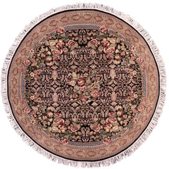 handmade Traditional Rasmi Romal Black Gold Hand-made ROUND 100% WOOL area rug 7'x7'