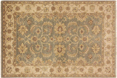 handmade Traditional Kafkaz Lt. Green Tan Hand Knotted RECTANGLE 100% WOOL area rug 4x6