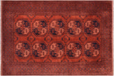 handmade Geometric Kargahi Rust Blue Hand Knotted RECTANGLE 100% WOOL area rug 7' x 10'
