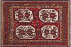 handmade Geometric Soumakh Rust Ivory Hand-Woven RECTANGLE 100% WOOL area rug 6 x 8