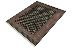 handmade Geometric Bokhara Green Taupe Hand Knotted RECTANGLE 100% WOOL area rug 9X12