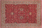 handmade Traditional Kashan Red Lt. Blue Hand Knotted RECTANGLE 100% WOOL area rug 9x12