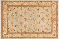 handmade Transitional Kafkaz Lt. Green Tan Hand Knotted RECTANGLE 100% WOOL area rug 9' x 12'