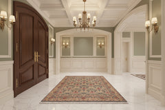 handmade Transitional Hamjolie Lt. Green Lt. Green Hand Knotted RECTANGLE 100% WOOL area rug 5x7