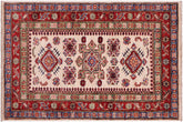 handmade Geometric Super Kazak Beige Red Hand Knotted RECTANGLE 100% WOOL area rug 2' x 3'