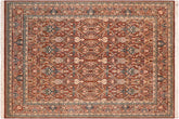 handmade Transitional Mujahid Brown Tan Hand Knotted RECTANGLE 100% WOOL area rug 8x10