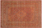handmade Traditional Nauras Rust Rust Hand Knotted RECTANGLE 100% WOOL area rug 9x12