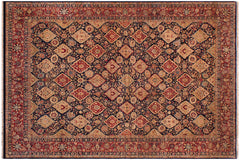 handmade Traditional Kirman Blue Red Hand Knotted RECTANGLE 100% WOOL area rug 9x12