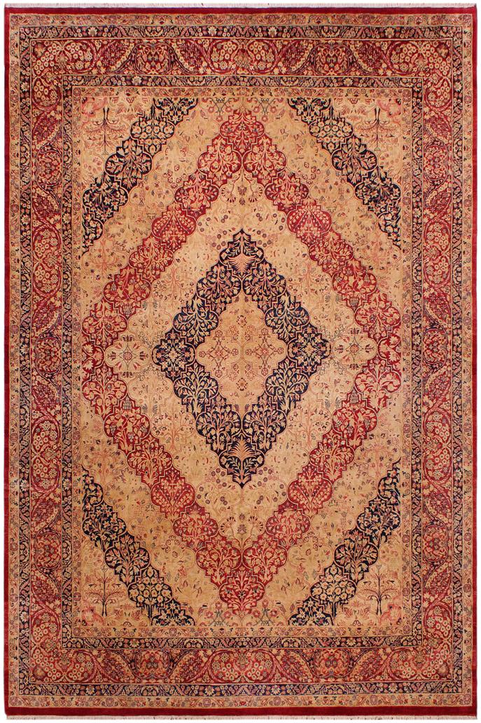 Traditional Compartment Elliot Gold Red Hand Knotted Area rugs 9 x 12