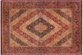 handmade Traditional Compartment Red Tan Hand Knotted RECTANGLE 100% WOOL area rug 9x12