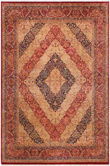 Traditional Compartment Elliot Gold Red Hand Knotted Area rugs 9 x 12