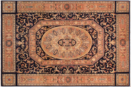 handmade Traditional Tamour Blue Lt. Tan Hand Knotted RECTANGLE 100% WOOL area rug 9 x 13