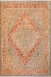 Traditional Compartment Keenan Lt. Green Rust Hand Knotted Area rugs 9 x 12