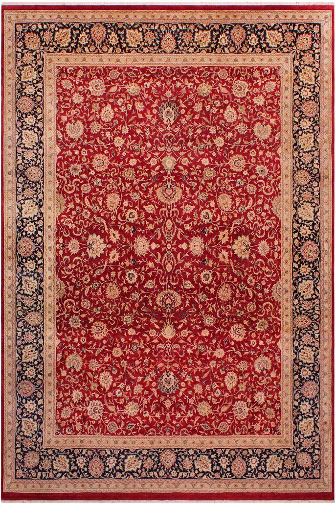 Traditional Agra Harrison Red Blue Hand Knotted Area rugs 9 x 12