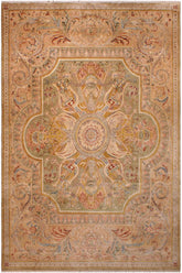 Traditional Firdous Watson Lt. Green Tan Hand Knotted Area rugs 9 x 12