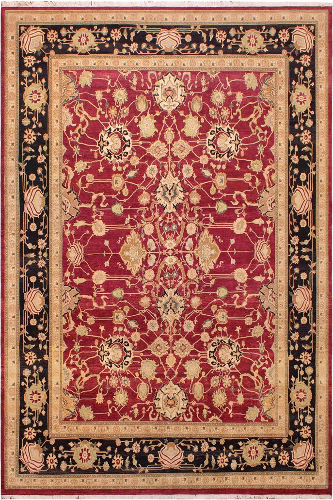 Traditional Sina Madison Red Black Hand Knotted Area rugs 9 x 12