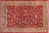 handmade Traditional Agra Red Lt. Blue Hand Knotted RECTANGLE 100% WOOL area rug 9x12