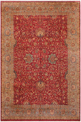 Traditional Agra Baylee Red Lt. Blue Hand Knotted Area rugs 9 x 12